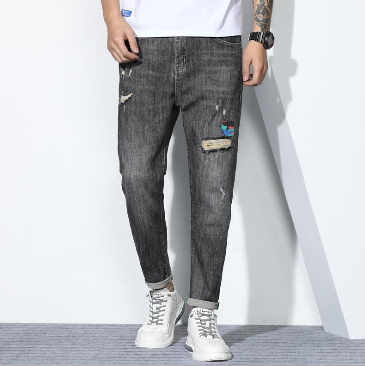 

2020 Fashion Streetwear Men Jeans Vintage Jeans Straight Denim Pants Homme Hip Hop Wide Leg Long Trousers, Gray