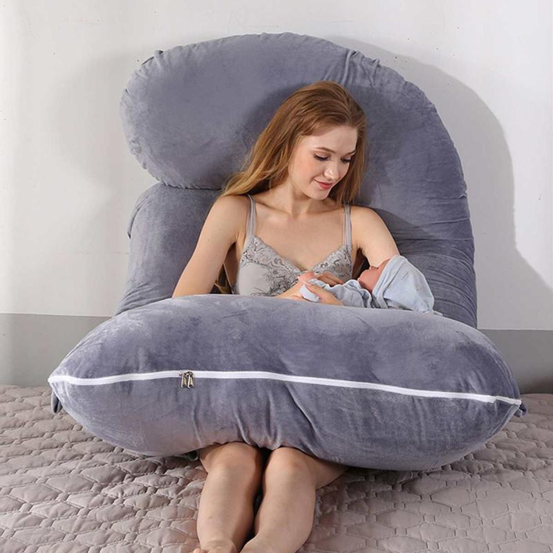 

Pillow Upgraded Pregnancy Full Filling Cotton Pregnant Cushion Long J Shape Maternity Plillow For Women Sleeping