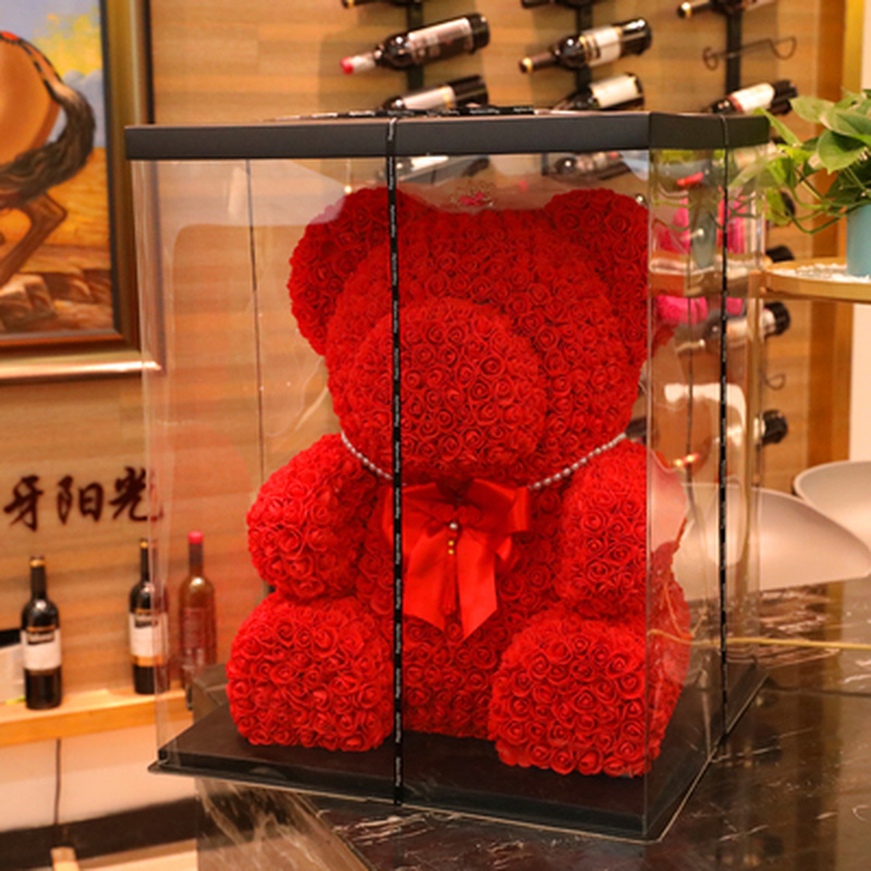 

40cm Teddy Bear Roses Artificial Flowers Heart Bear of Roses Women Valentines Day Wedding Gifts Home Wedding Festival Gift Craft