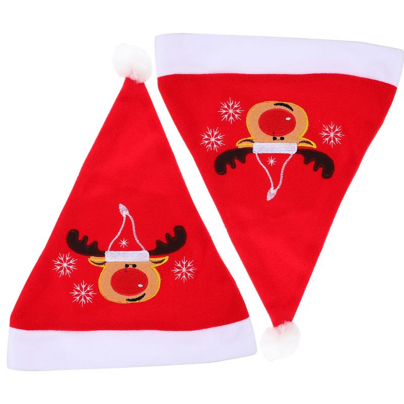 

2Pcs Red Hats Portable Adorable Comfortable Festive Costume Hats Santa Claus Christmas For Kids