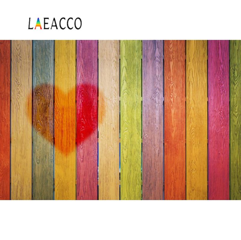 

Laeacco Photo Backgrounds Colorful Planks Wooden Board Red Love Heart Baby Portrait Photography Backdrops Photocall Photo Studio