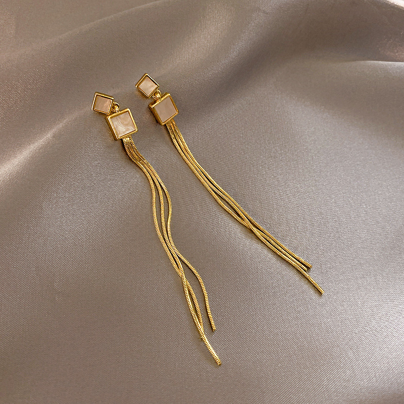 

2020 New Korea Style Women Earrings Square Long Tassel Simple Trend Drop Earrings for Girl Fashion Jewelry Accessories
