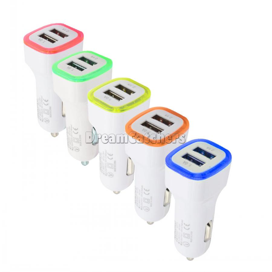 

5V Adapter Dual S7 Ports Cell Light Car Charger Samsung LG Charing For 2.1A Iphone Phone Led HTC Universal USB Gtfpk