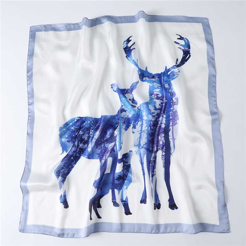 

Deer Print Silk Neck Scarf for Women Square Hair Band Head Scarves Foulard Lady Animal Shawls Neckerchief Bandana Wraps