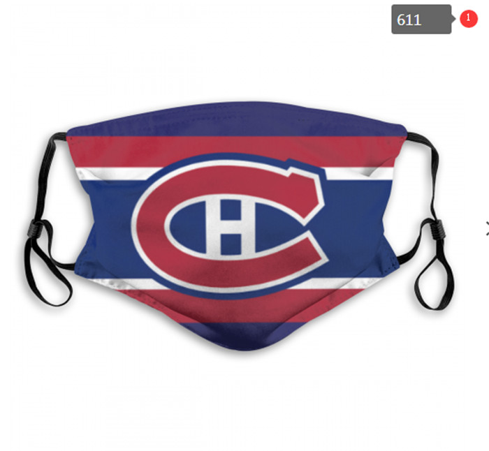 

Montreal Canadiens Mask washable adjustable reusable Face Covering 2pcs carbon filters safe outdoor sports dust proof breathable Face masks