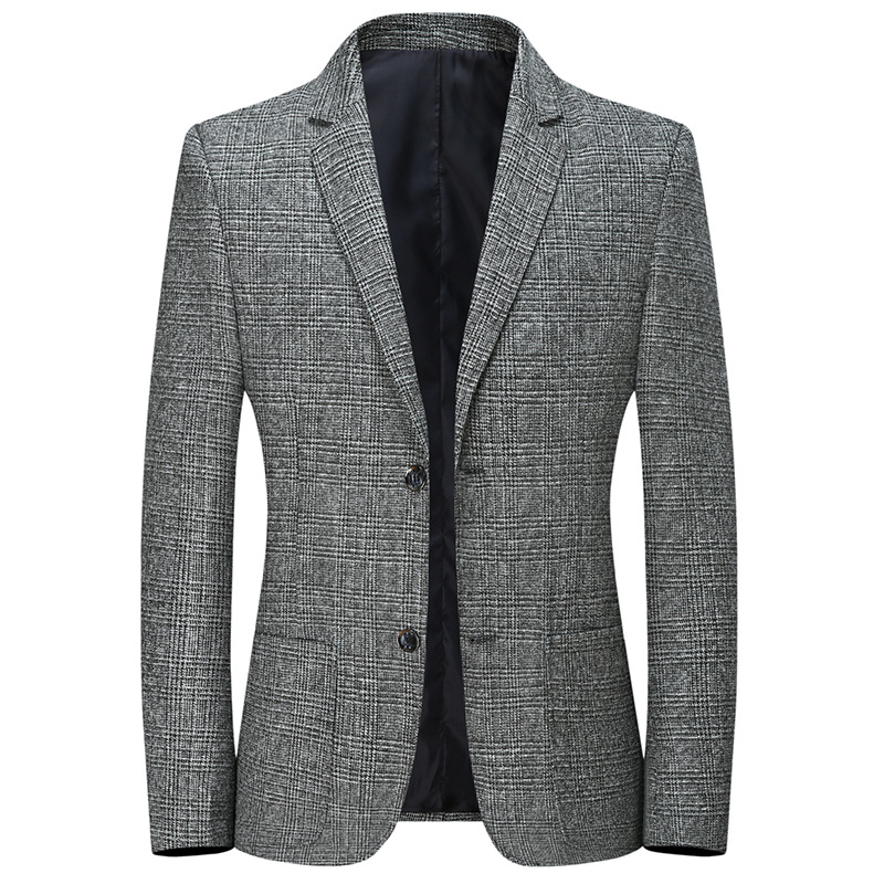 

JUSTAR Men's casual suit new business Plaid Blazer in spring and Autumn, Khaki