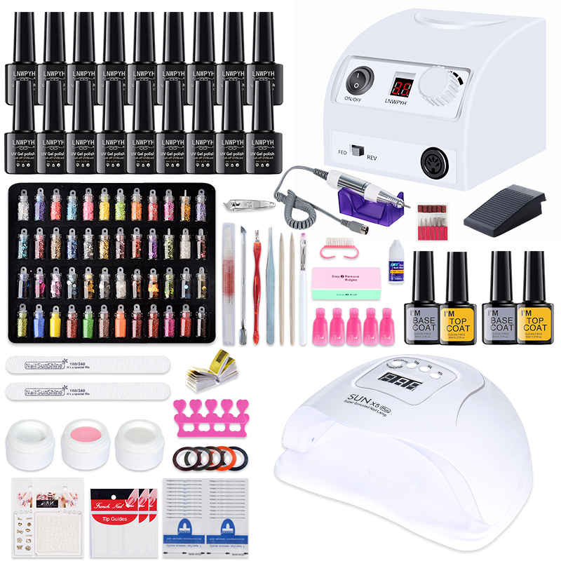 

Nail Set With 54/24WNail Dryer Choose 18/12 Color Gel Nail Polish Kit 35000RPM Electric Drill Machine Manicure Set kit