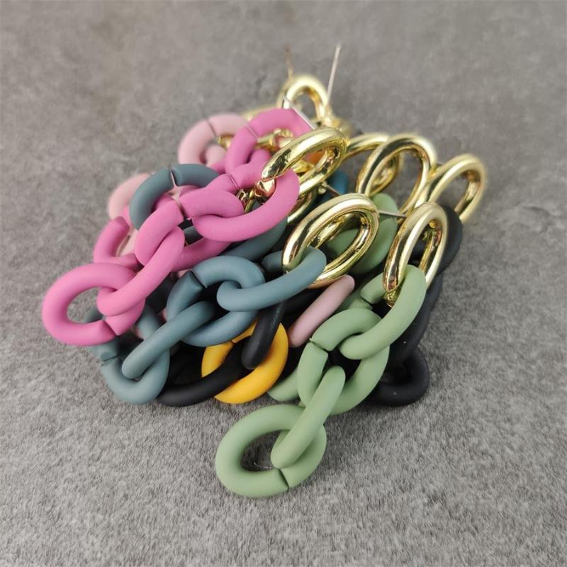 

Fashion Punk Style Thick Link Rubber Plated Chain Dangle Earrings For Women Brincos Zirconia Brinco Feminino Drop Earring