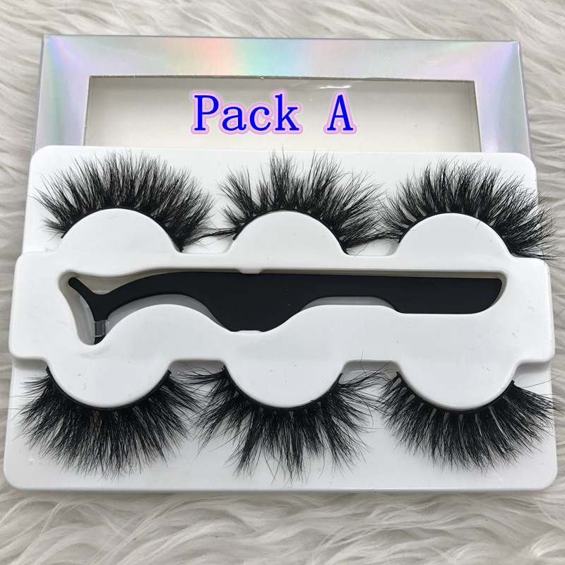 

Mikiwi 3Pack With tweezers 3 Pairs Mink Eyelashes 3D Mink Lashes Thick Full Strip Lashes Makeup Dramatic