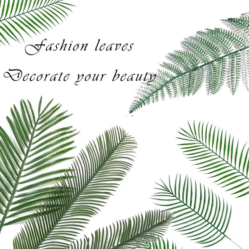 

6 fake leaves green plastic artificial leaves island style DIY wedding decoration green plants photo props home decorations, 6psc small