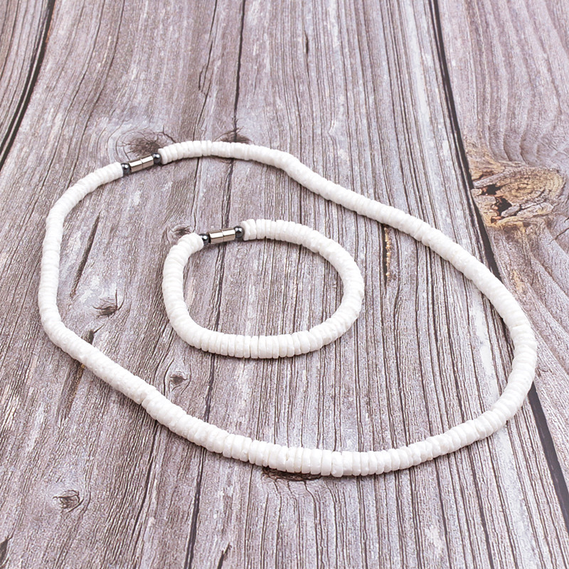 

Shell Necklace for Men & Women,Real Seashell Necklaces with Round Clam Chip Shell Beads, Hawaiian Surfer Jewelry