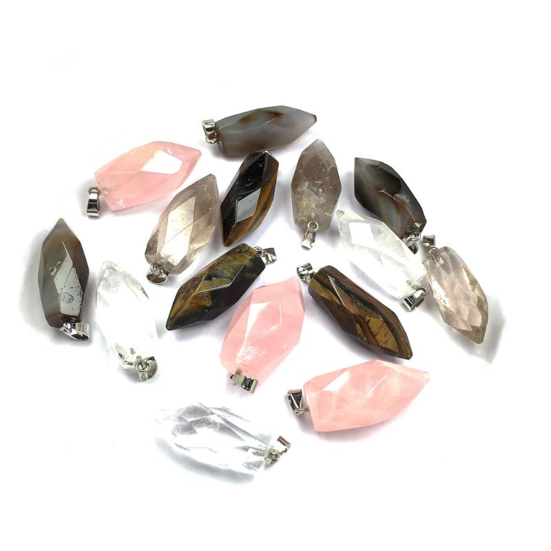 

Natural Stone Faceted crystal Pendant Cylindrical Exquisite Pendants charms for Jewelry making DIY Necklaces Accessories 15x40mm