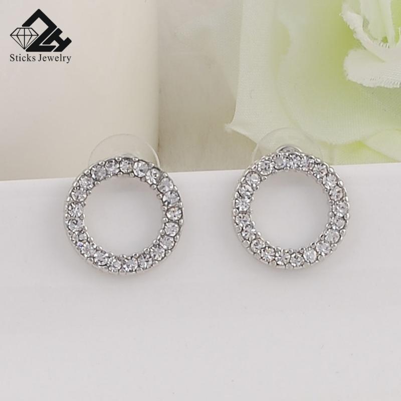 

Korea New White Stud Earrings for Woman Luxury Crystal Statement Earrings