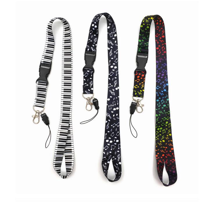 

New Music notes neck black Lanyard Cell Phone PDA Key ID Holder long strap wholesale