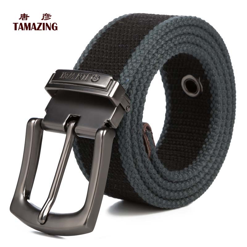 

men's Canvas belt pin buckle strap lengthen belt 110/120/130/140/150/160cm tactical, Black
