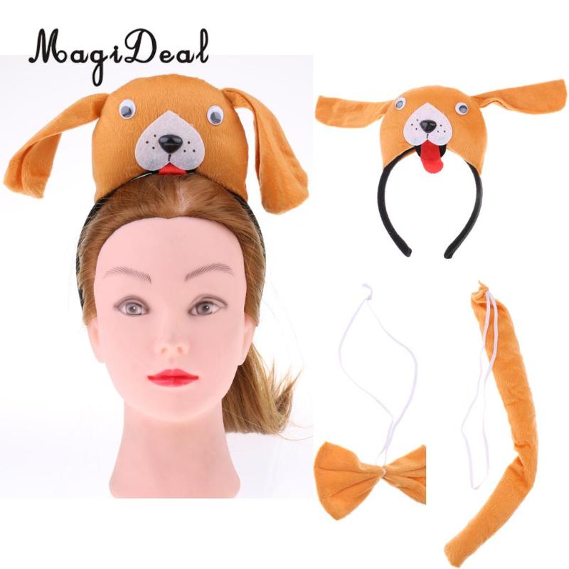 

MagiDeal 3pcs/Set Cute Animal Dog Headband Bow Tie Tail Kids Party Birthday Fancy Dress Costume Prop