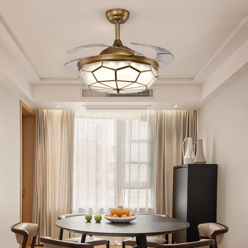 

Modern Invisible Fan lights Ceiling Fans Acrylic Leaf 220v with Remote Control 42 Inch for Living Dining Room Bedroom Decor Lamp