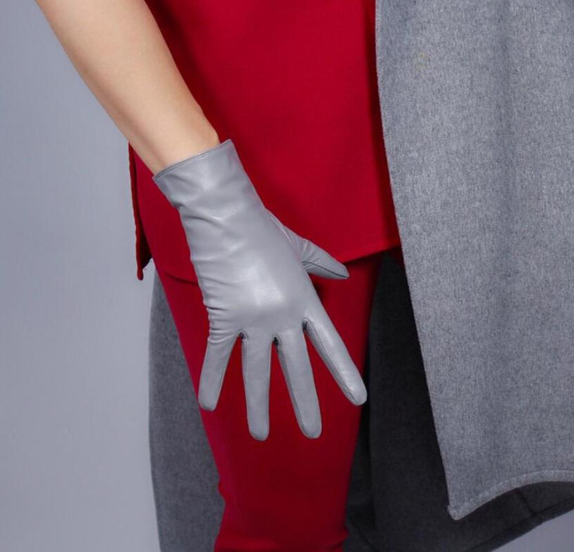 

Women's autumn winter fleece lining thicken warm natural goat leather glove lady's genuine leather short driving glove R2096