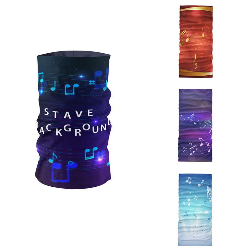 

3D Printed Creative Design Women Headscarf Funny Musical Notes Art Bandana Wedding Party Handkerchief Scarf Tubular Mask buffe