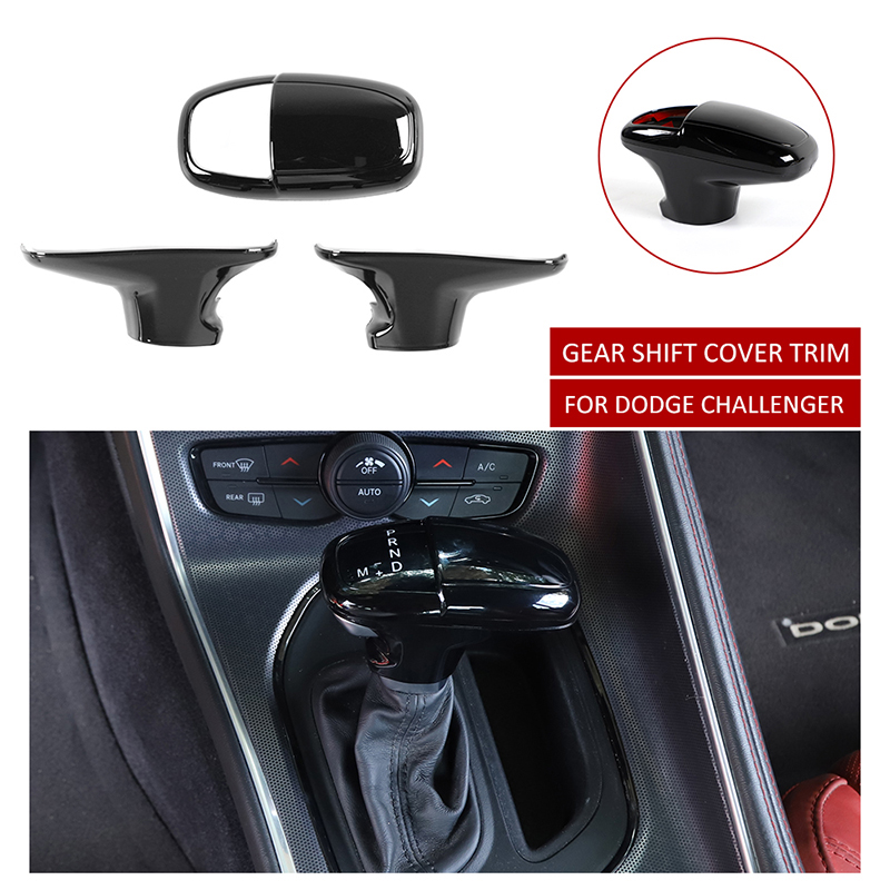 Black ABS Car Gear Shift Cover Trim For Dodge Charger / Challenger 15 years + / Durango 18 years +-image-584706110