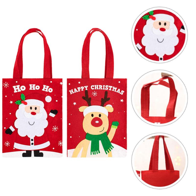 

2Pcs 1Set Bags Gift Bags Candy Santa Claus Pattern Reticules for Shopping