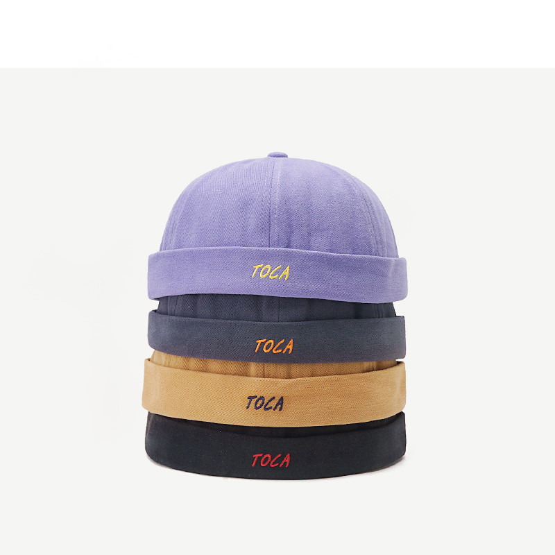 

Beanies Vintage Docker Cap Brimless Hat Breathable Beanie Hats Cotton Purple Adjustable Literary Landlord Sailor Women Hip Hop