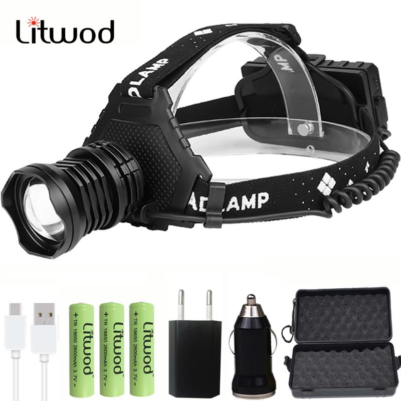 

Z90+2064 XHP70.2 Led headlamp Headlight the most powerful 32W head lamp zoom power bank 7800mAh 18650 battery