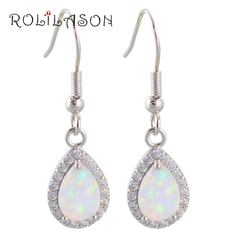 

Zirconia Water Drop design Super supplier White fire opal Silver Stamped Fashion Jewelry Dangle Earrings Fine jewelry OE299