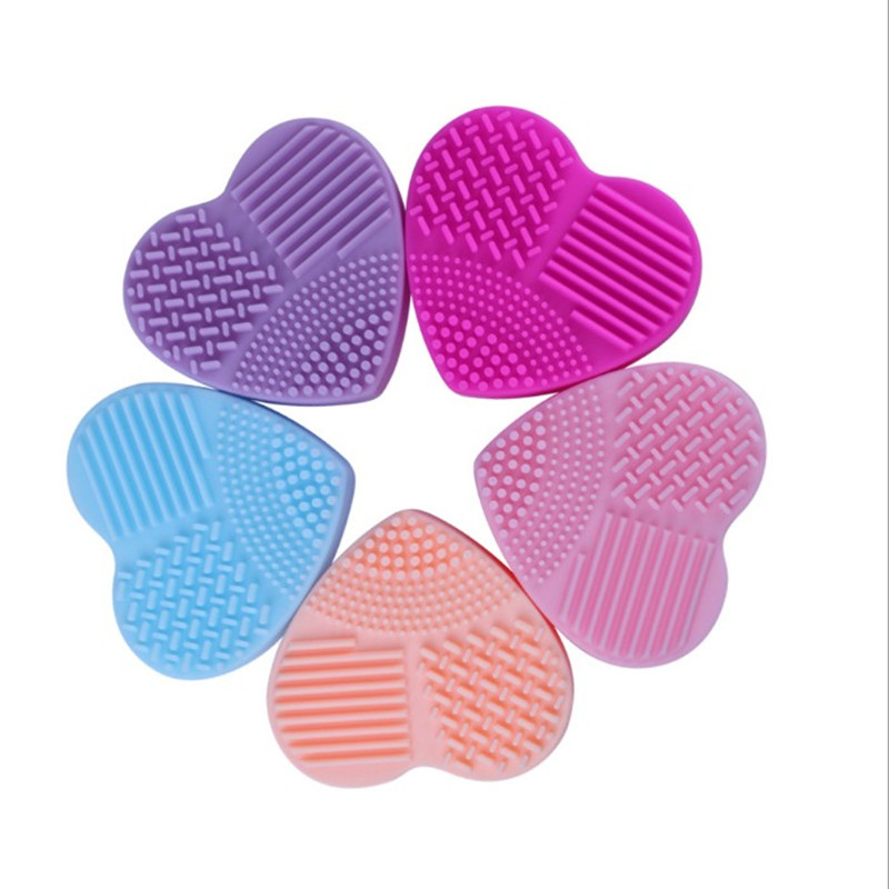 

Colorful Heart Shape Make up Brushes Cleaner Wash Brush Silica Glove Scrubber Board Cosmetic Cleaning Tools for makeup brushes