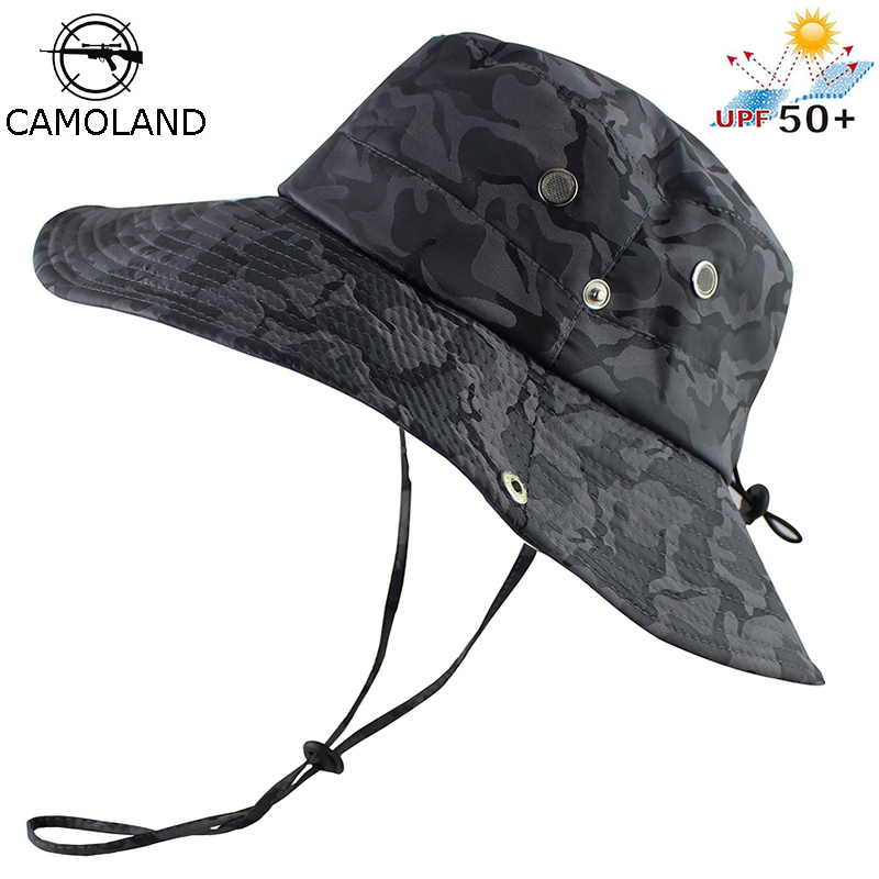 

UPF 50+ Bucket Hat Men Women Bob Boonie Hat Summer UV Protection Camouflage Cap Army Hiking Tactical Outdoor Sun, Gry