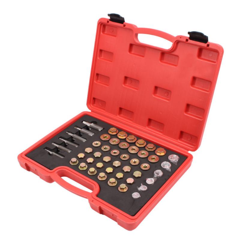 

64/114PCS Portable Professional Oil Pan Thread Repair Set Automotive Crankcase Gearbox Drain Plug Tool