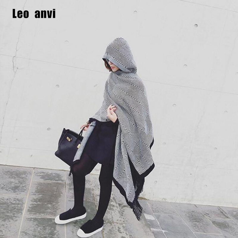 

leo anvi fashion blanket scarf winter Women bandana Bohemian Collar Plaid Cape Cloak Poncho Wool Blend female Shawl