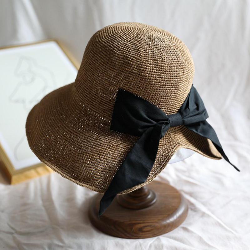 

MISSKY Summer Women Straw Sun Hat Sun Protection Breathable Wide Brim Beach Floppy Hat Female Caps, Khaki