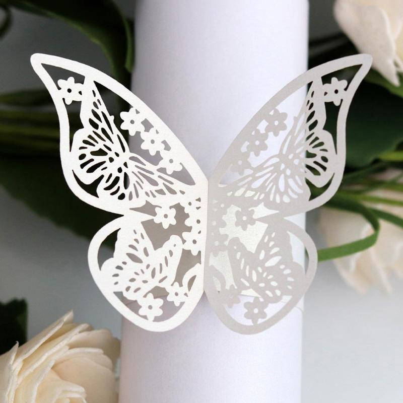

20Pcs Paper Napkin Ring Butterfly Design Paper Holder Wedding Banquet Dinner Table Decoration Napkin Rings Home Decor