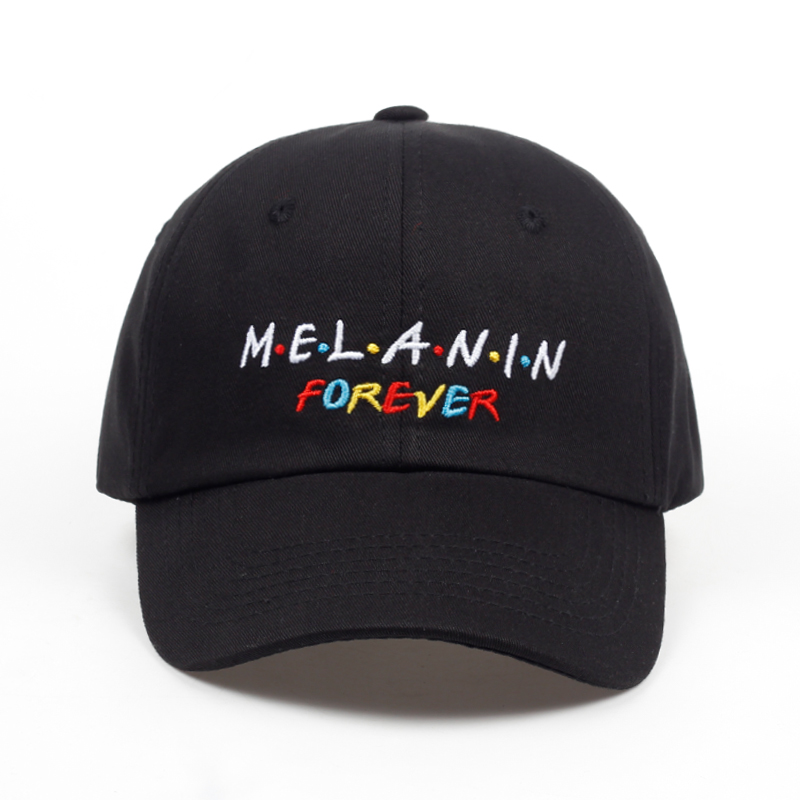 

2020 new arrival MELANIN forever letter embroidery baseball cap women snapback hat adjustable men fashion Dad hats wholesale, Black
