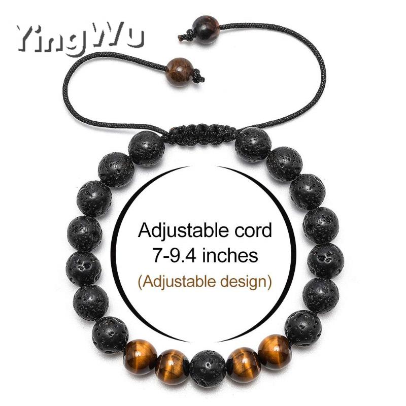 

Yingwu Fashion Tiger Eye Stone Bracelets Bangles Classic Black Natural Lava Stones Charm Bead Bracelet Women Men