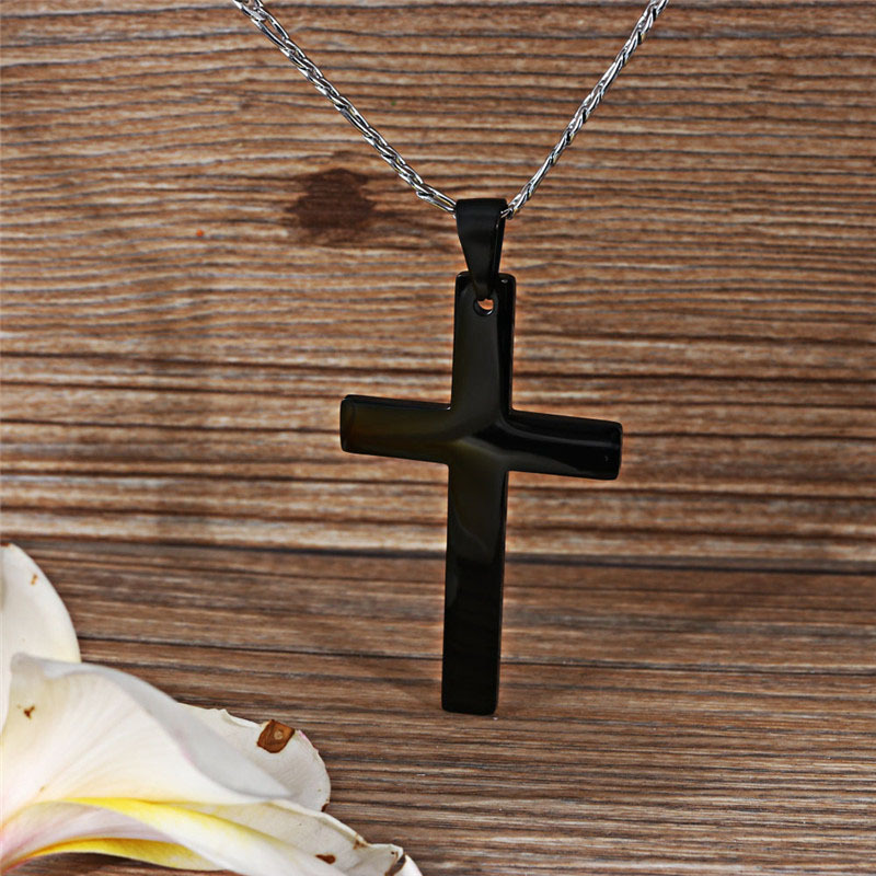 

cross necklace men black pendant necklace jewelry on the neck stainless steel fashion Christian gold chain hip hop punk