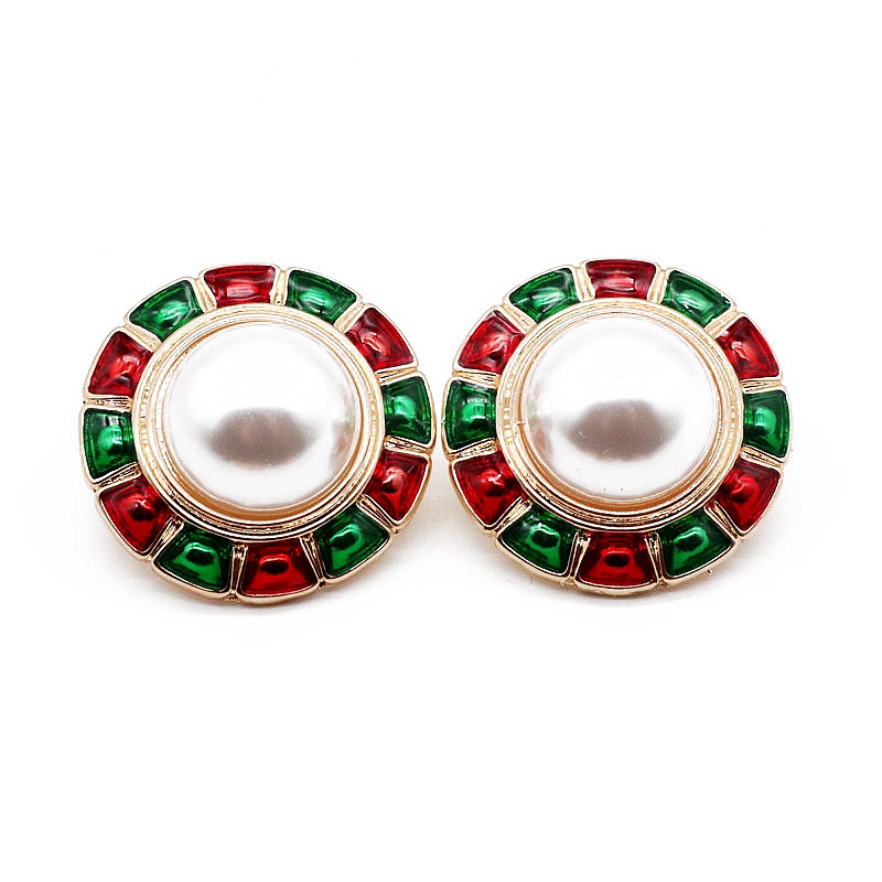 

Colorful Earrings Pearls Elegant Round Party Sweet