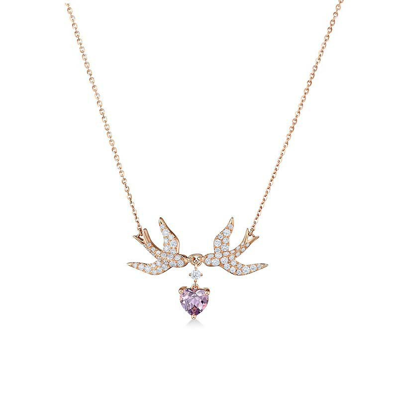 

Swa Sweet Purple Swallows Clavicle Chain Necklace Women