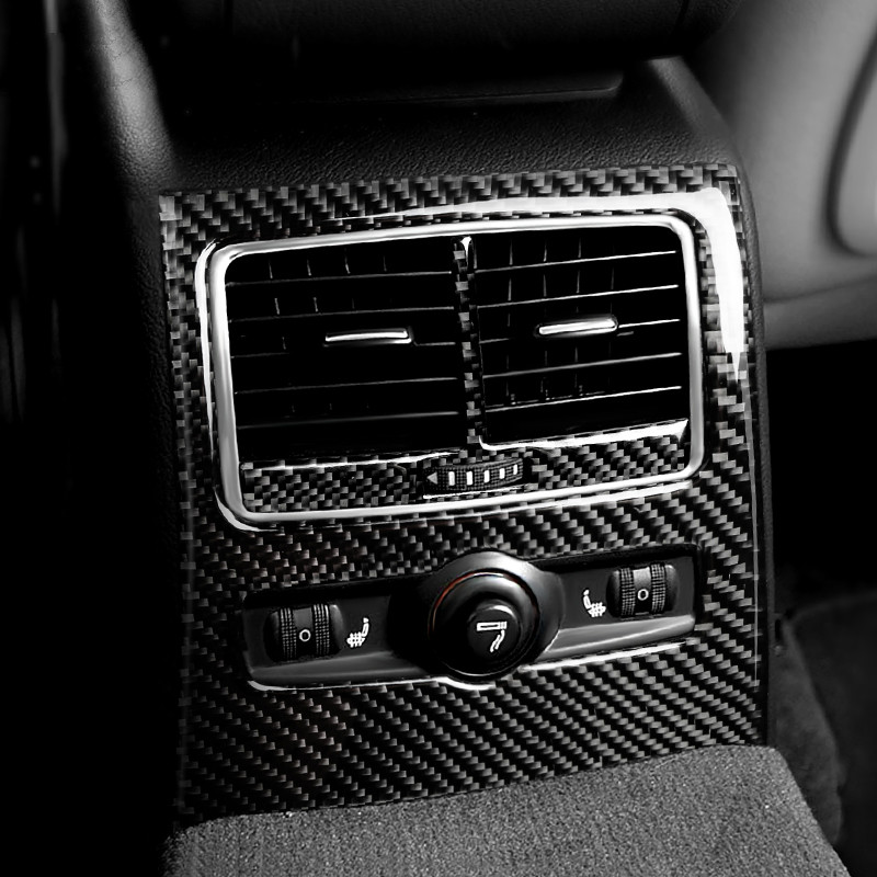 

Car Interior Carbon Fiber Stickers Rear Air Condition Vent Trim Cover Decals Car Styling for Audi A6 C5 C6 2005-2011 Accessories, Black