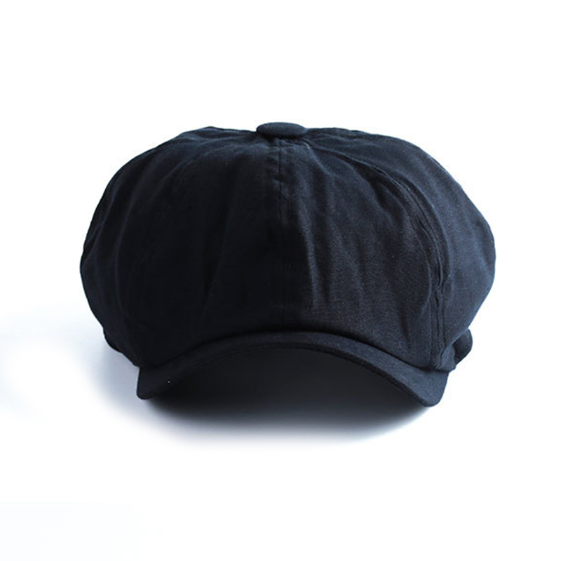 

Men Vintage Painter Beret Hats Summer Octagonal Newsboy Cap Cabbie Flat Hat -MX8, Black