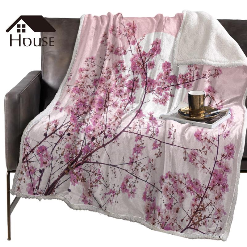 

BIGHOUSES Throw Blanket Japanese Cherry Blossoms PinkBlankets Fleece Blankets Winter Blanket Personalized Blankets Bedclothes