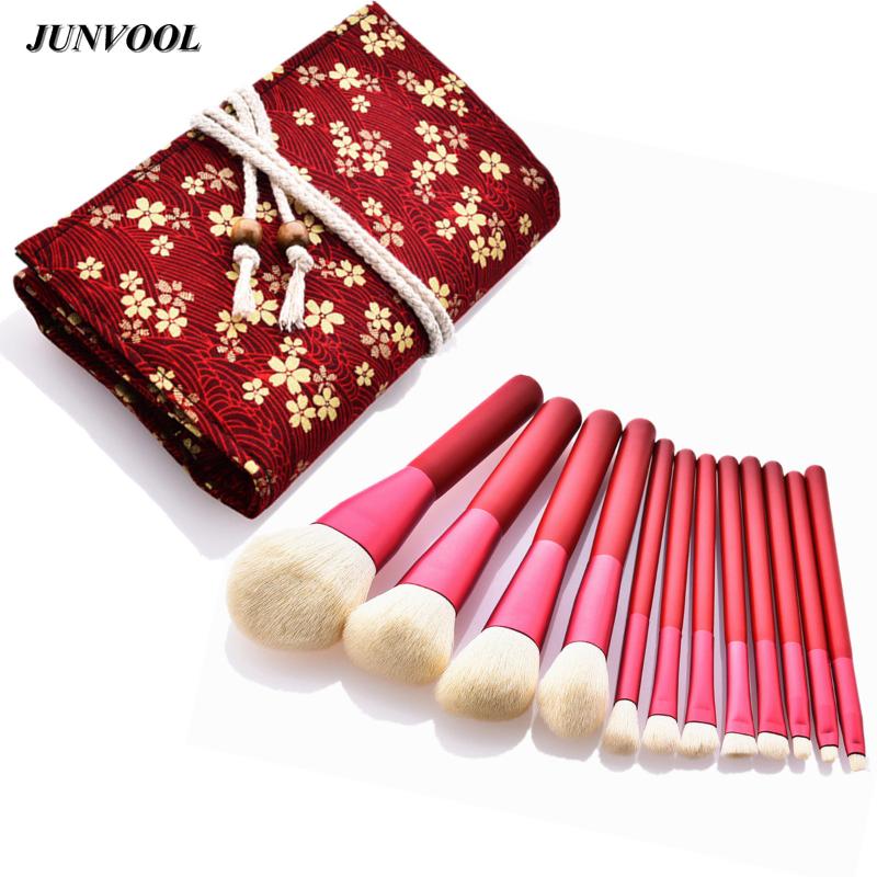 

12pcs Red Makeup Brushes Set+ Ruby Color Cosmetic Bag Case Excellent Quality Foundation Powder Blush Highlighter Eyeshadow Brush