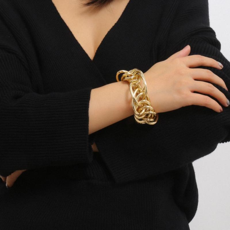 

SHIXIN Exaggerated Big Punk Chain Bracelet Female Fashion Charms Chunky Bracelets for Women/Girl Hiphop Hand Chain Jewelry Femme