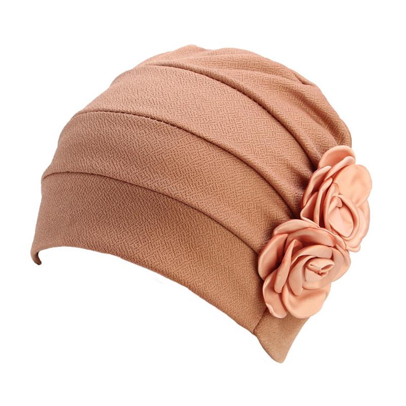 

Women Soft Hair Loss Solid Flower Pattern Head Wrap Beanie Accessories Comfortable Ruffle Cancer Hat Chemotherapy Cap Casual, Black