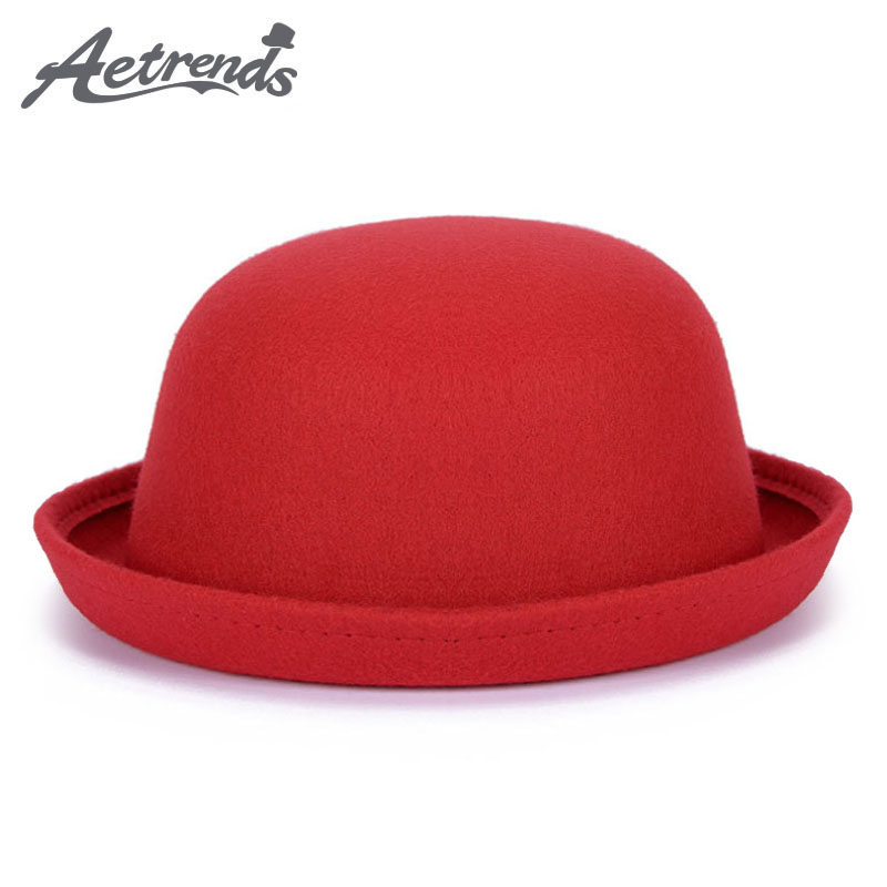 

AETRENDS] 2020 New Winter Cap Vintage Lady Fedoras Wool Felt Fedora Hats Z-5307, Red