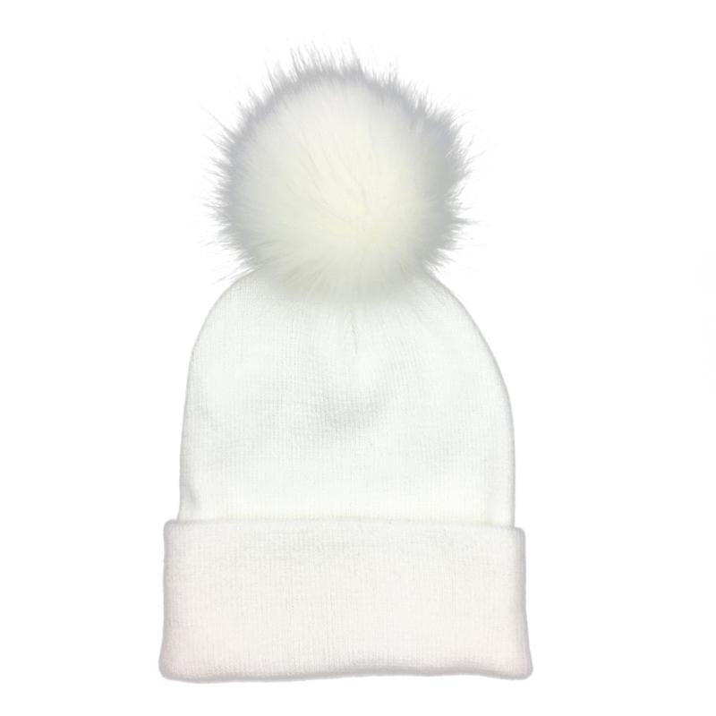 

Women Skullies woolen big fur pompon fluffy hats Adult winter ponpon caps pompom female knitted Beanie girls, Black