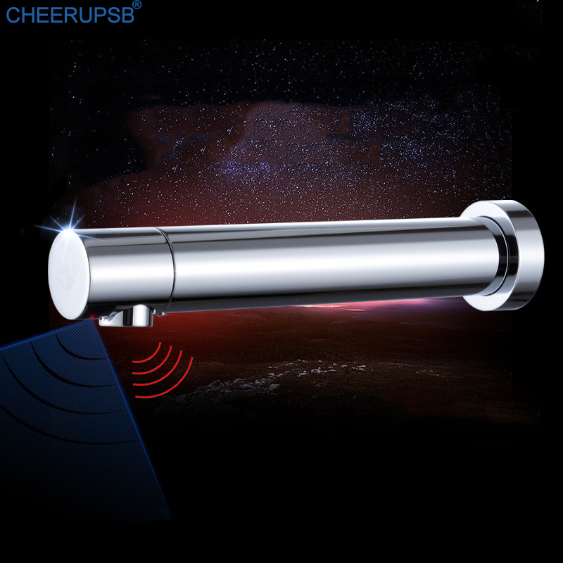 

Bathroom Sensor Tap Wall Mount Smart Faucet Sinlge Cold Chrome Finish Deck Mount Faucets Infrared Ray Sensor Tap Steam Basin