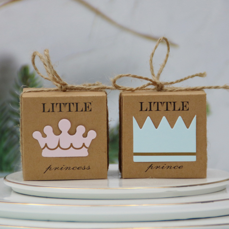 

Prince Princess Kraft Paper Candy Box Baby Birthday Day Party Favor Box Baby Shower Supplies