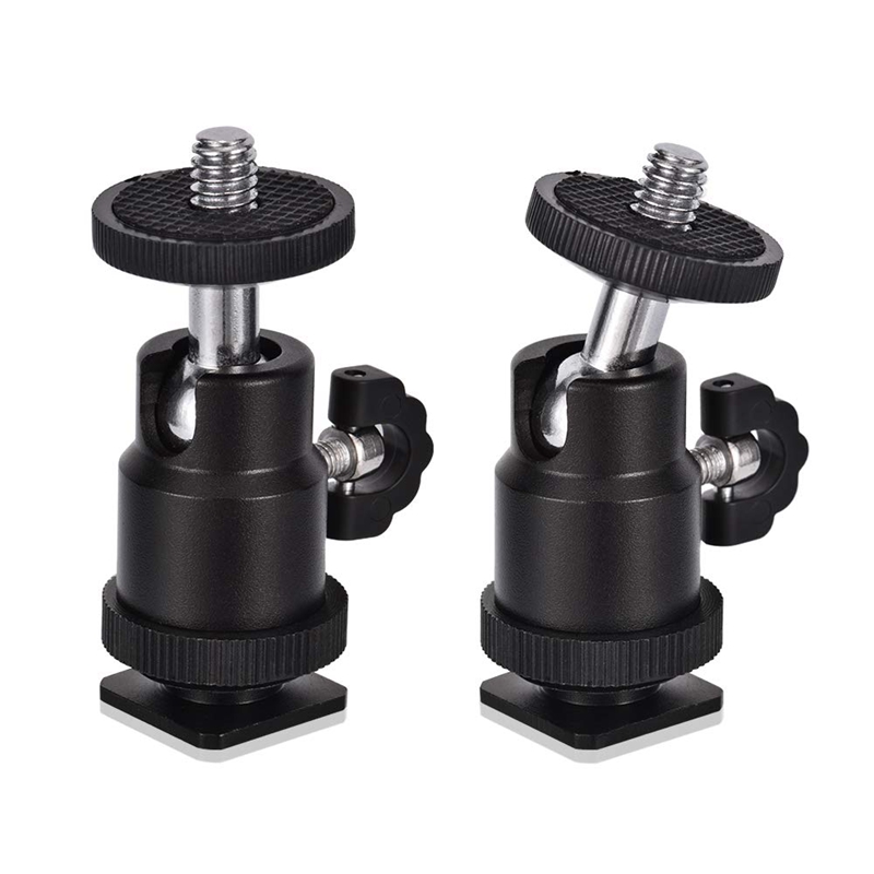

Mini Ball Head [2 Pack] With Hot Shoe Mount Adapter 360 Degree 1/4 Inch Small Ball Heads Lightweight Swivel Micro-Ballhead For D